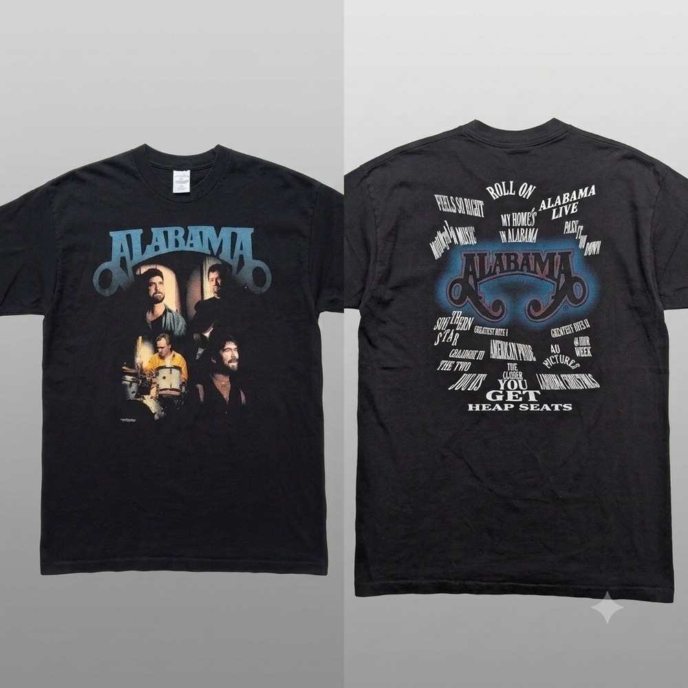 Vintage Alabama Band T-Shirt  XXXL Black Fruit of the Loom Single Stitch  USA